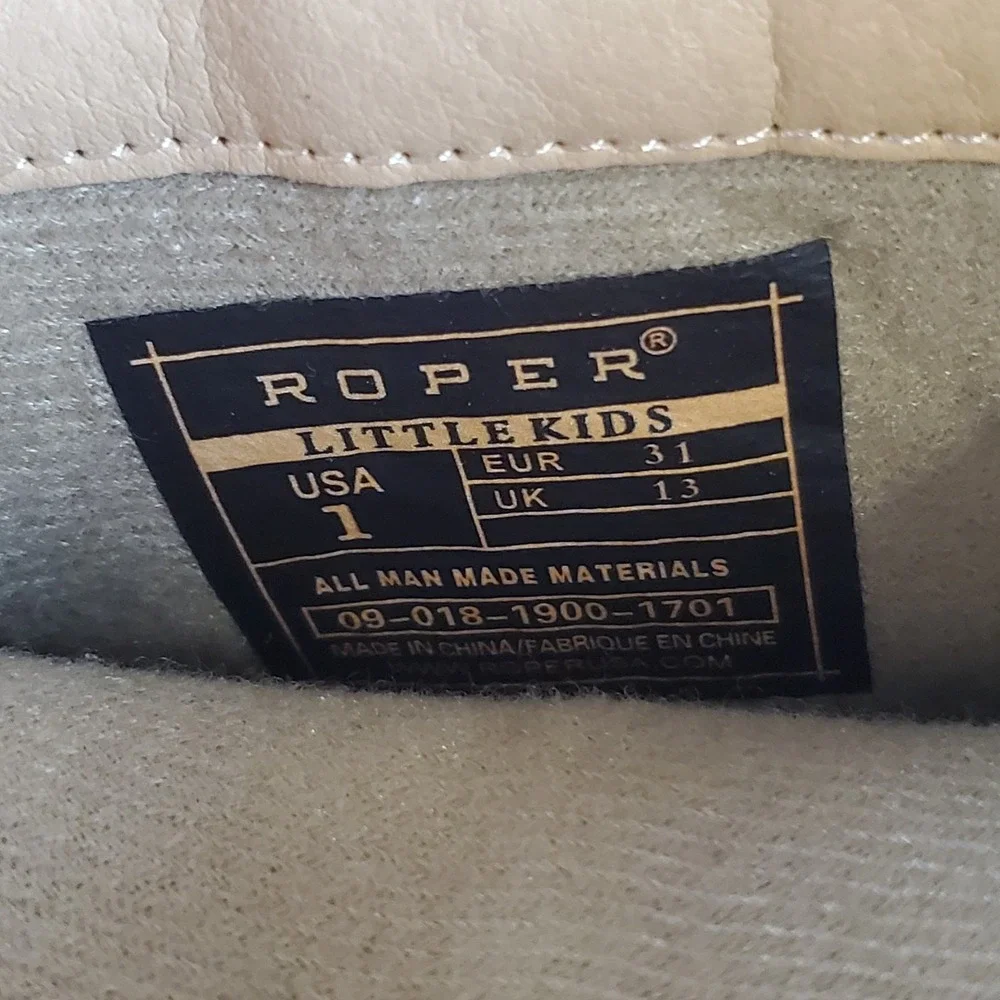 Roper Texson Kids Western Boots Sz 1 Texson Brown Leather Square Toe Ankle